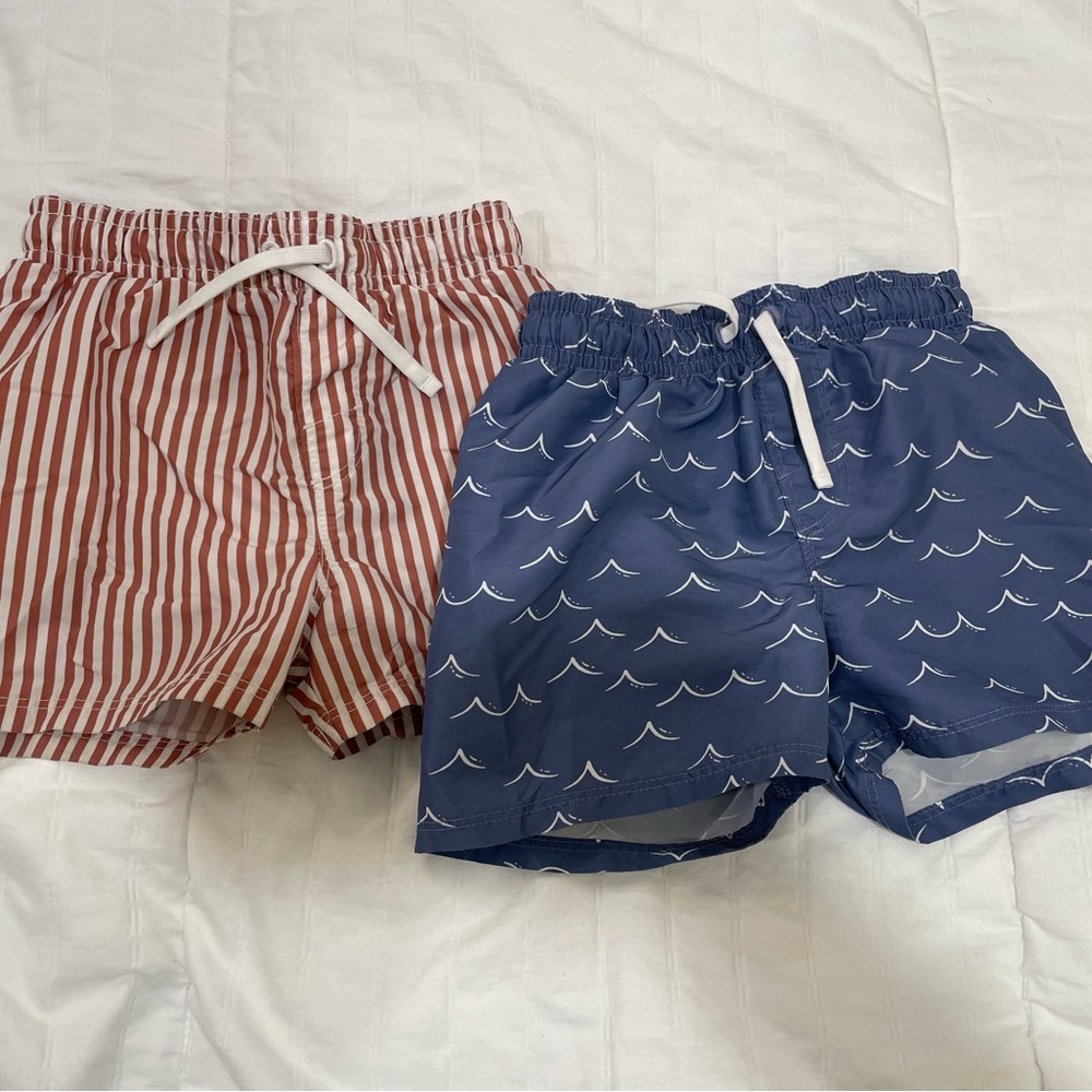 H&M Kids Swim Trunks Set - Red Stripes and Blue Waves
